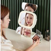 見ていてとても綺麗です 韓国ファッション  デスクトップLED化粧鏡 回転式 自然光に近い柔らかい光