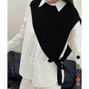 【日本倉庫即納】 三角ニットベスト 重ね着 肩掛け風ニット