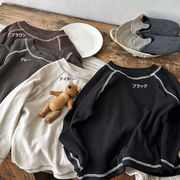 全4色[80-140cm] キッズ  ラウンドネックカットソー 男女兼用 シンプル おしゃれ ベビー トップス