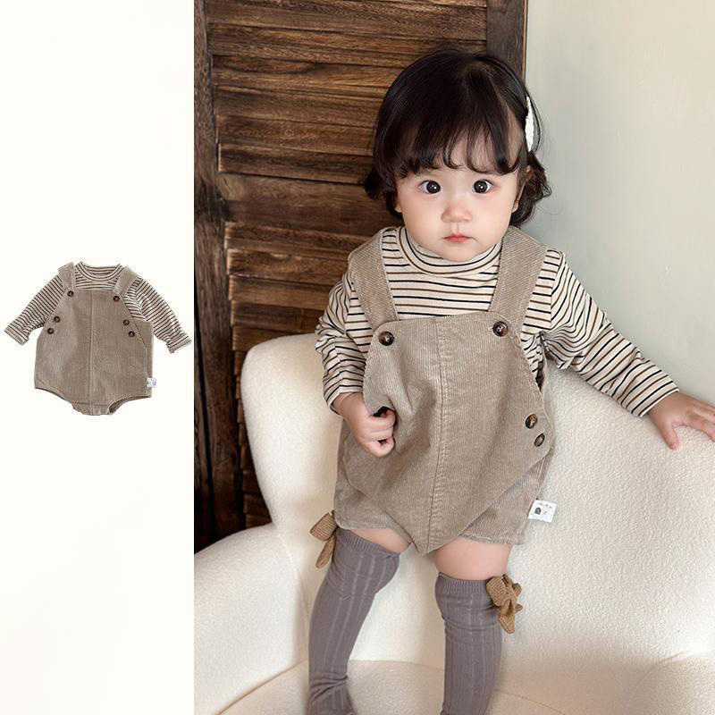 2025秋冬※ベビー外出着 背付きパンツ＋トップスセット