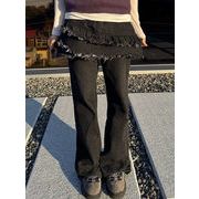 今季マストバイ   気質   おしゃれ  フリンジ    ダブルレイヤー   デニムパンツ