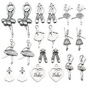 20個/セット 合金 バレエ チャーム バレエシューズ  バレエ少女  DIYアクセサリーパーツ  ジュエリーパーツ