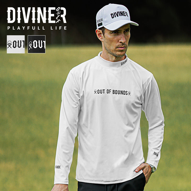 【2025年冬の新作】胸ロゴ＆袖ロゴ モックネック ロンT 長袖／DIVINER GOLF