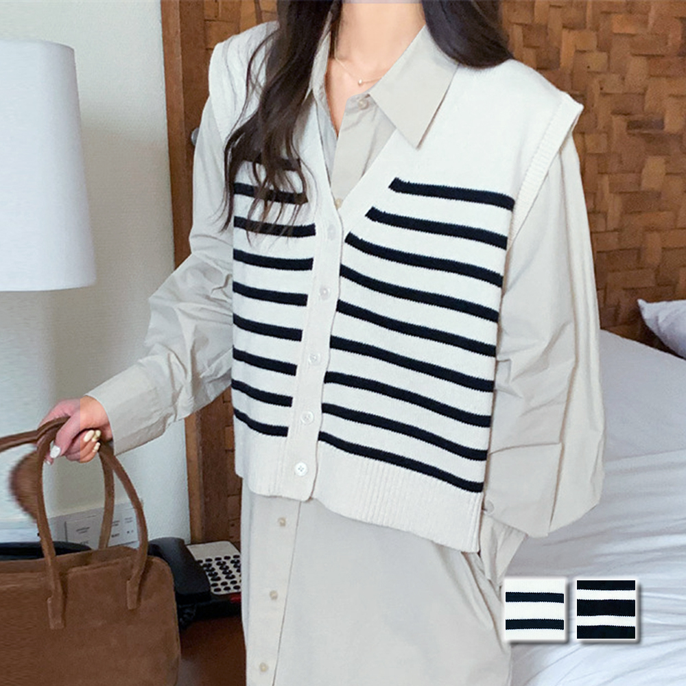 ボーダーニットベスト