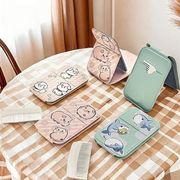 折りたたみ コンパクトミラー PUレザー 卓上 携帯