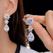ジルコニアクリアストーン フリンジイヤリングセット エレガント 高級感ブライダルアクセサリー