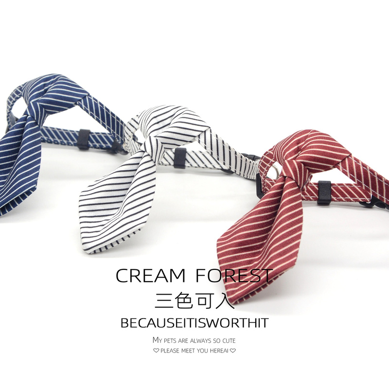 猫用リボンネクタイ可愛いストライプ首輪