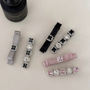 今季マストバイ シルク光沢サテン クリスタルリボンヘアクリップ 前髪 バブル用 ヘアアクセサリー