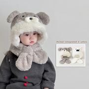 子供帽子　キッズ帽子　マフラー　犬　ネコ　ふわふわ　可愛い　韓国キッズハット