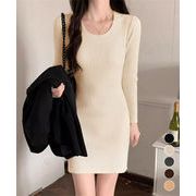 【日本倉庫即納】 リブニットワンピース タイトワンピース