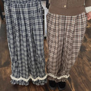 チェック柄ワイドパンツ　デザイン　レディース　INS　韓国ファッション