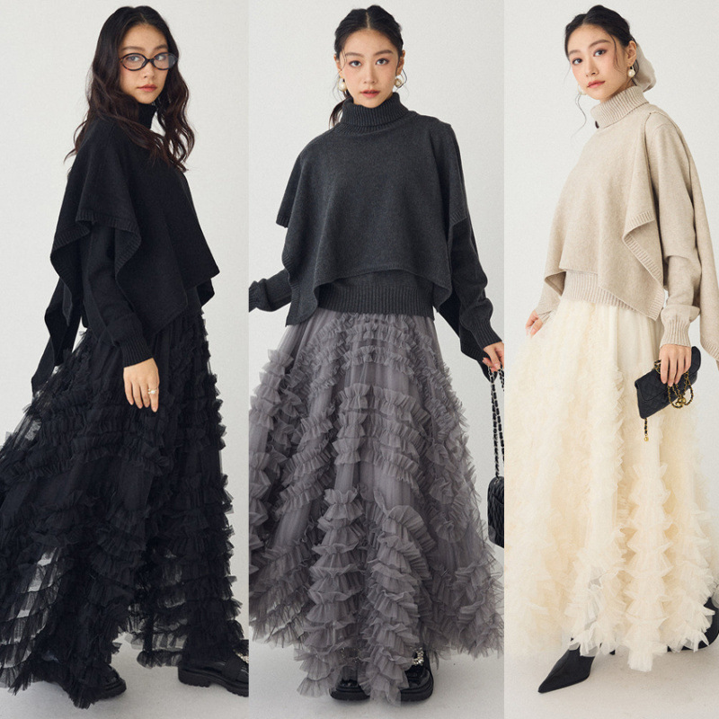 新入荷★レディース服・ニット・チュールスカート・ゆったり・韓国風・ファッション・トップス     6色