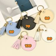 ハート&丸型フリンジ 革製バッグチャーム   10色