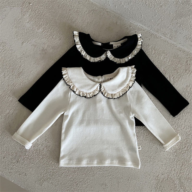 ins 春新作　ベビー服　女の子　フリル　ピーターパン襟　長袖Tシャツ　カジュアル　トップス　子供服