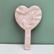 ハート形持ち手 可愛い手鏡 少女心 コンパクト化粧鏡  4色