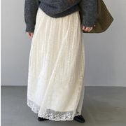 UQ0437レディース ボトムス ロングスカート ハイウエスト レース 通勤 韓国風 2025秋冬新作