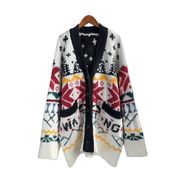 オシャレゆったりフレンチジャガードニットトップスレディース