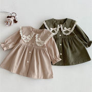 ins　春新作　女の子　トレンチコート　リボン付き　普段着　長袖コート　子供服　可愛い　おしゃれ　2色