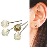 ピアス　シトリン＜ブラジル産＞　突き刺し型　丸約5mm　ステンレス製　シルバー