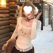 長袖 Tシャツ へそ出し スリム ギャル モード系 無地 トップス 重ね着