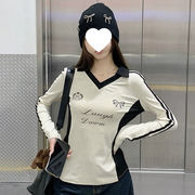 長袖 Tシャツ コットン 綿 スリム ギャル ショート丈 シンプル インナー