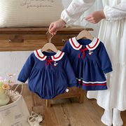 2026春新作　子供服　姉妹お揃い　選べる2タイプ　ウサギ耳　長袖　ロンパース　ワンピース　可愛い