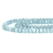 天然石 ビーズ 1連 アクアマリン【ボタンカット】4×6mm【天然石 ビーズ パワーストーン】