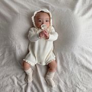 子供服 韓国 キッズ ベビー ロンパース ワンピース はいはい 長袖 新生児
