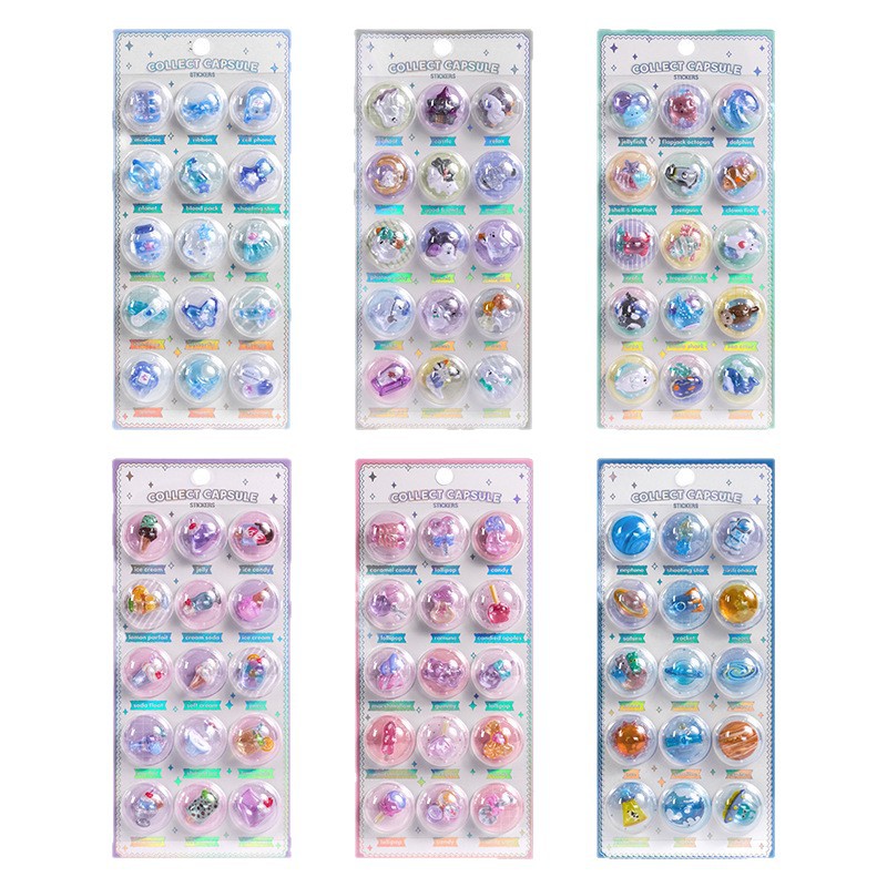 2025.12★ZC★3Dカプセル立体シール★キッズ知育シール｜ご褒美賞賛用★ステッカー