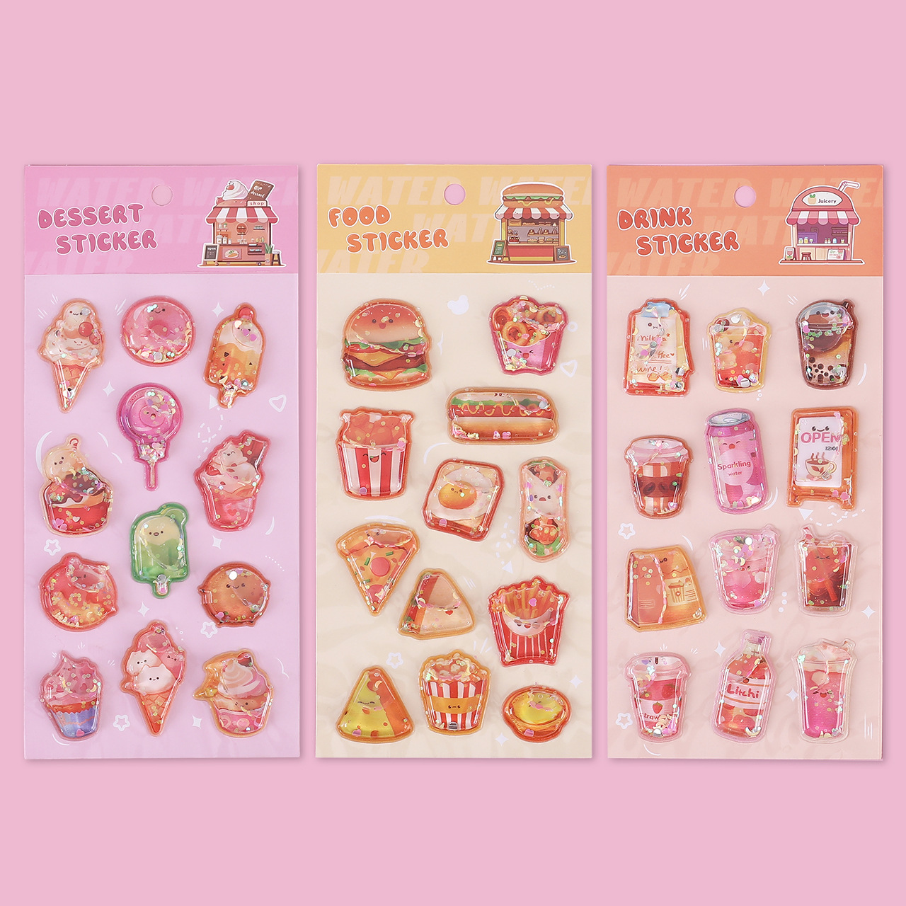 ぷくぷくシール ぷっくりシール 3Dステッカー 立体ステッカー ウォーターシール デコシール スパンコール