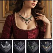 【キュービックジルコン】ゴージャスデザインネックレスピアスセットE190010