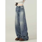 2026新品　大量在庫　ヴィンテージブルー  ワイドレッグジーンズ レディース  ハイウエスト