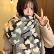 ハート柄マフラー　レディース　韓国ファッション　秋冬