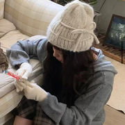 ニット帽　ビーニー　リボン　ワッチキャップ　韓国帽子