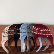 ニット帽　ビーニー　フェアアイル柄    ウール100％　韓国帽子