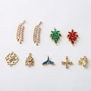 麦 稲穂 小枝チャーム 葉 アクセサリーパーツ ハンドメイド カン付き ゴールド デコパーツ ストーン 尻尾