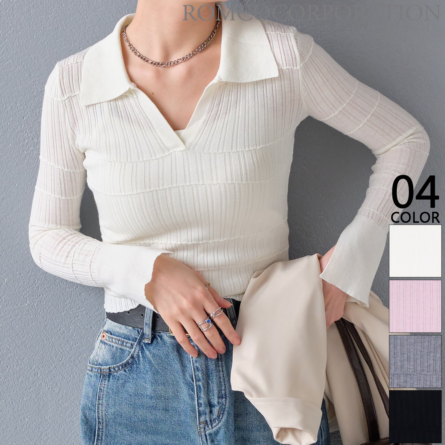 メロウ加工ポロニットトップス【2026新作商品♪】