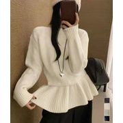 【日本倉庫即納】 ニットトップス韓国風ペプラムニット春秋冬