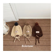 子供帽子　キッズニット帽    ポンポン付き   韓国キッズハット