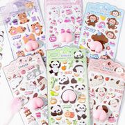 特価【全6種】可愛いキャラクター風動物ステッカー ぷにぷに立体ステッカースマホケース・手帳デコ用