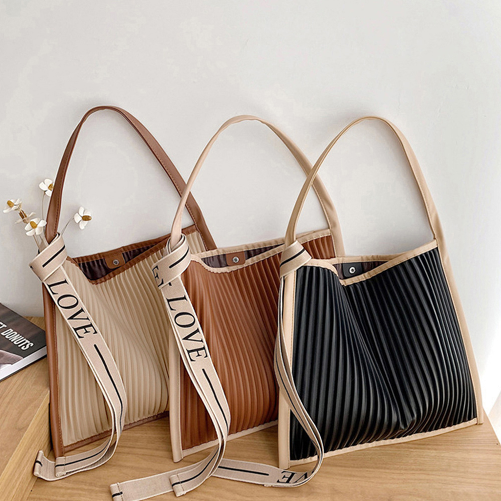 【日本倉庫即納】 プリーツ トートバッグ エコレザー 韓国