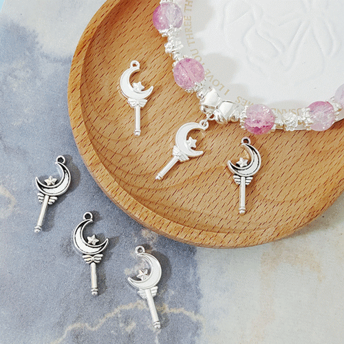 金属パーツ 魔法 ステッキ アクセサリーパーツ 月モチーフ ゆめかわ カンあり 魔法の杖 メタルパーツ