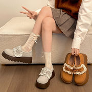 シューズ　ローファー　秋冬　デザイン　韓国ファッション　INS　リボン
