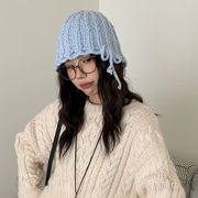 ニット帽　バケットハット　リボン　韓国ファッション