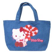 【ランチトート】ハローキティ デニムサガラ刺繍トートバッグ