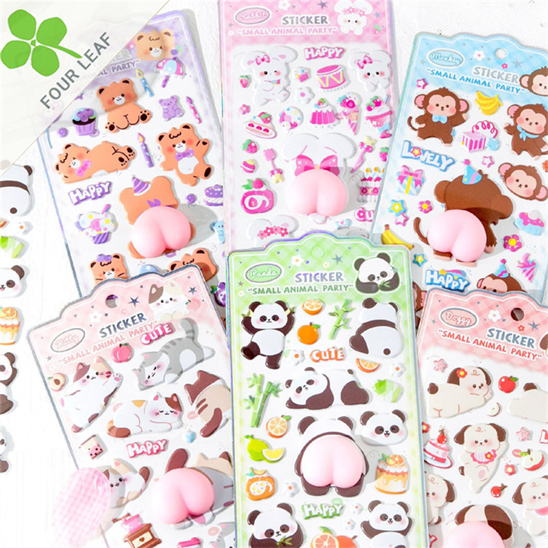 動物 3Dシール 手帳用・創意ステッカー DIY 立体キャラクターシール 粘着シール 贈り物 子供