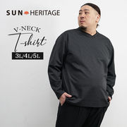 大きいサイズ Vネック 長袖Tシャツ 3L-5L 総柄 プリント ロンT インナー 派手 清潔感 春物 トップス