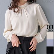 【2026新作商品♪】サテンタックパールブラウス