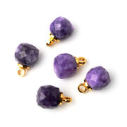 【天然 アメジスト】多面カットチャーム 銅製 天然石 紫 上品 ハンドメイドアクセサリー素材 1個売り