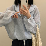 パーカー　レディース　デザイン　韓国ファッション　INS　ドット柄